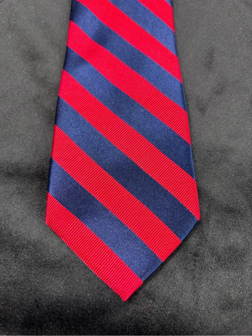J. Khaki Men’s Silk Stripe Tie – Red & Navy Classic Prep Necktie